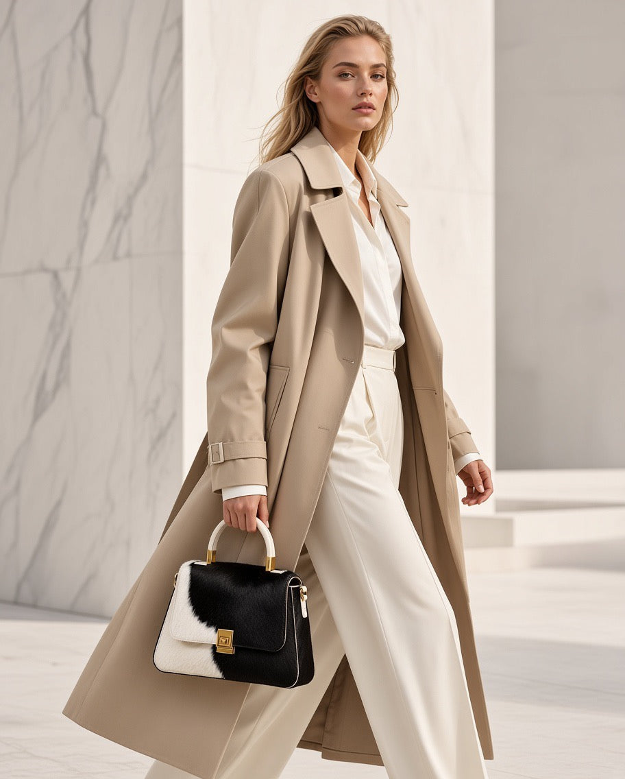Sac Alba- Cuir de Vache Noir & Blanc