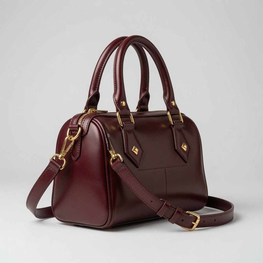 Sac à Main "Amira" – Cuir Bordeaux