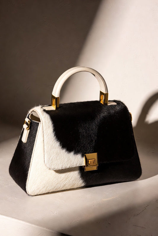 Sac Alba- Cuir de Vache Noir & Blanc